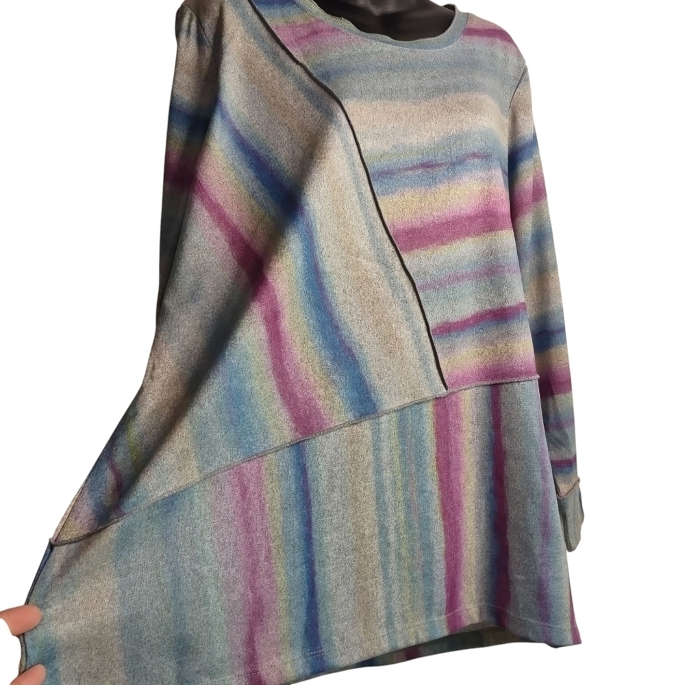 CJ Banks Top Women's Multicolor Crewneck Longsleeve Top Blouse Plus Size 1X NWT - Picture 7 of 11
